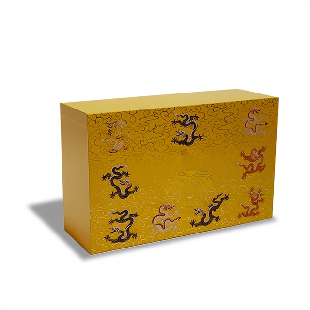 黄色龙纹印花天地盖包装礼盒设计定制