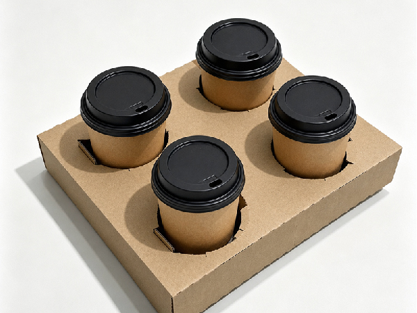 瓦楞纸杯托4杯座奶茶咖啡杯托盘外卖打包一次性